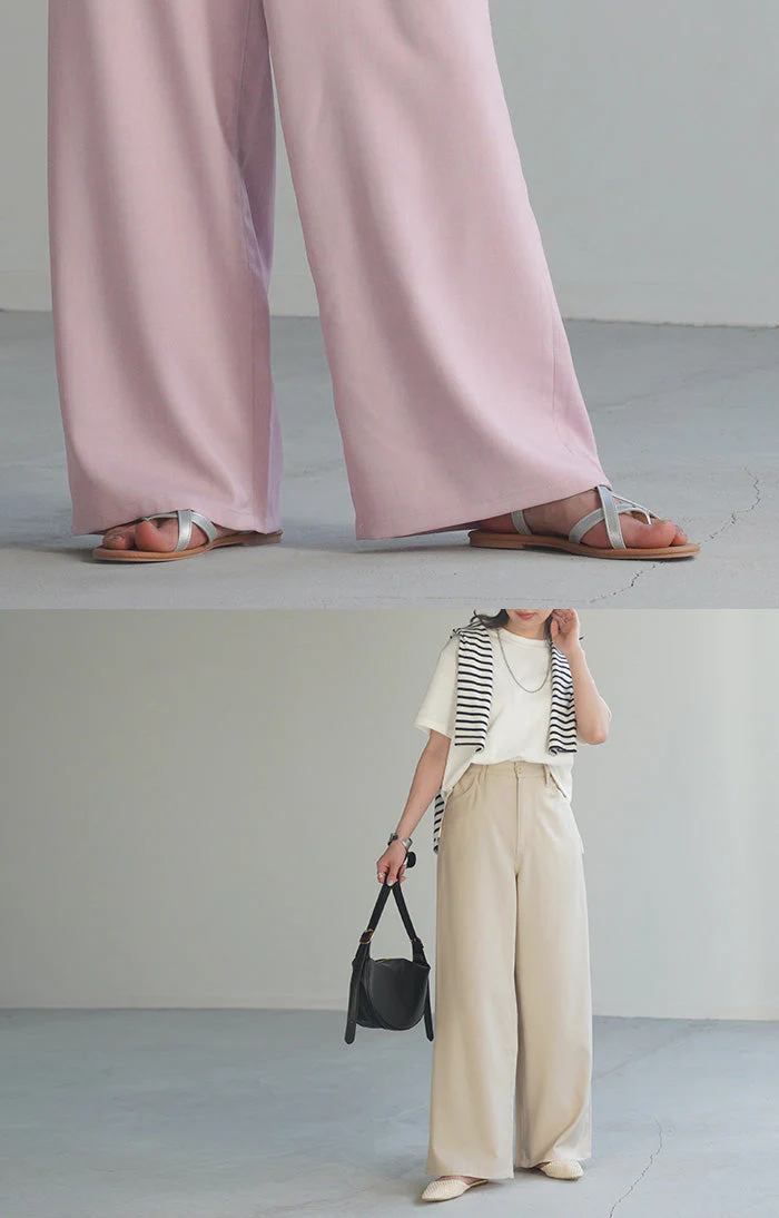 【売り尽くしSALE】 接触冷感 パンツ スラックス レディース 春夏 シワになりにくい ボトムス ワイドパンツ ワイド ロング 大きいサイズ ストレート ハイウエスト ゴム 長 ズボン きれいめ ひんやり 薄手 ストレッチ 体型カバー 美脚 グレー ピンク イエロー 春 夏 HUG.U - Image 119