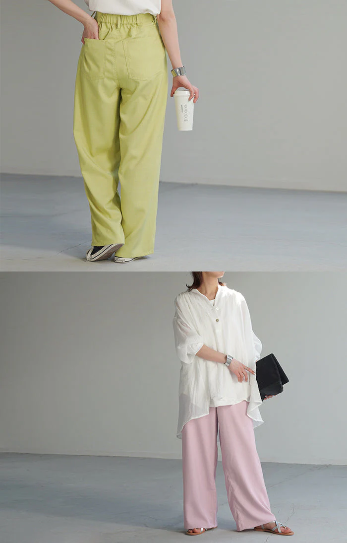 【売り尽くしSALE】 接触冷感 パンツ スラックス レディース 春夏 シワになりにくい ボトムス ワイドパンツ ワイド ロング 大きいサイズ ストレート ハイウエスト ゴム 長 ズボン きれいめ ひんやり 薄手 ストレッチ 体型カバー 美脚 グレー ピンク イエロー 春 夏 HUG.U - Image 181