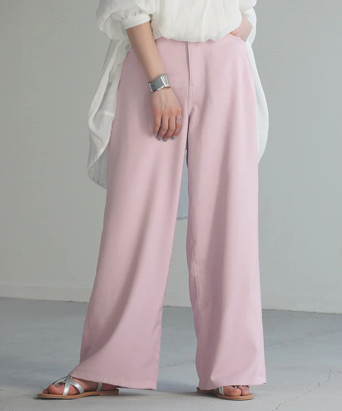 【売り尽くしSALE】 接触冷感 パンツ スラックス レディース 春夏 シワになりにくい ボトムス ワイドパンツ ワイド ロング 大きいサイズ ストレート ハイウエスト ゴム 長 ズボン きれいめ ひんやり 薄手 ストレッチ 体型カバー 美脚 グレー ピンク イエロー 春 夏 HUG.U - Image 240