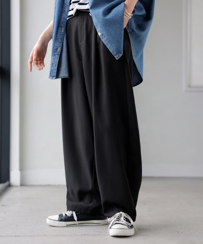 パンツ 接触冷感 レディース タック カーブパンツ ボトムス ゆったり コクーンパンツ ひんやり 体型カバーオフィス スラックス ハイウエスト 綺麗見え 冷たい ズボン ロング 長ズボン オフィスカジュアル 大きいサイズ ブラック 黒 ベージュ 春 夏 HUG.U - Image 26