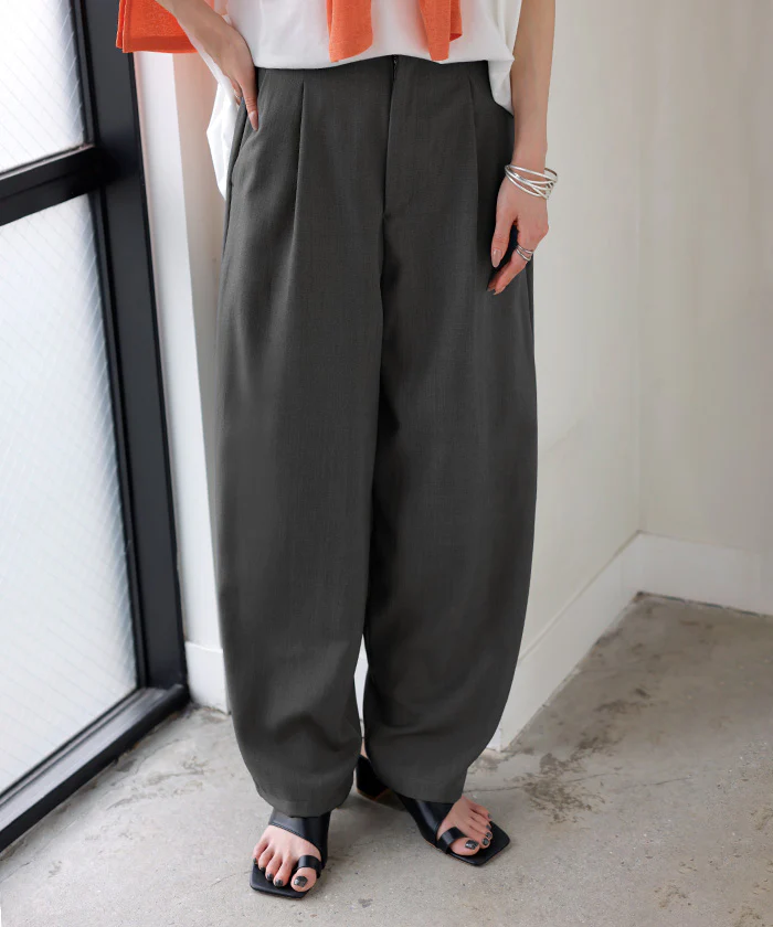 パンツ 接触冷感 レディース タック カーブパンツ ボトムス ゆったり コクーンパンツ ひんやり 体型カバーオフィス スラックス ハイウエスト 綺麗見え 冷たい ズボン ロング 長ズボン オフィスカジュアル 大きいサイズ ブラック 黒 ベージュ 春 夏 HUG.U - Image 28