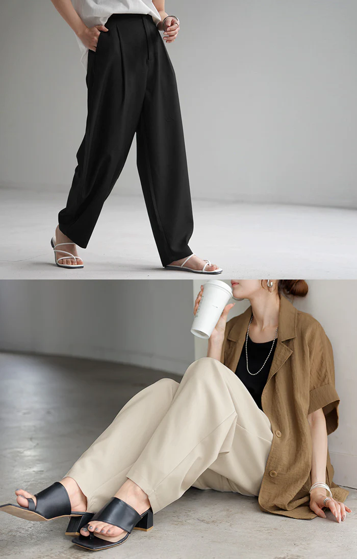 パンツ 接触冷感 レディース タック カーブパンツ ボトムス ゆったり コクーンパンツ ひんやり 体型カバーオフィス スラックス ハイウエスト 綺麗見え 冷たい ズボン ロング 長ズボン オフィスカジュアル 大きいサイズ ブラック 黒 ベージュ 春 夏 HUG.U - Image 6