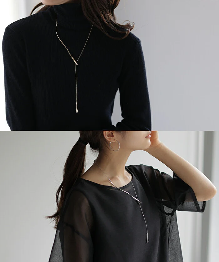 ネックレス Y字 アクセサリー カーブ メタル チェーン レディース ロング ロングネックレス オブジェ シルバーアクセサリー ゴールド シルバー 長い 大ぶり ウェーブ アクセ ジュエリー チョーカー 風 おしゃれ モチーフ ねじり 女性 春 夏 HUG.U メール便 - Image 10