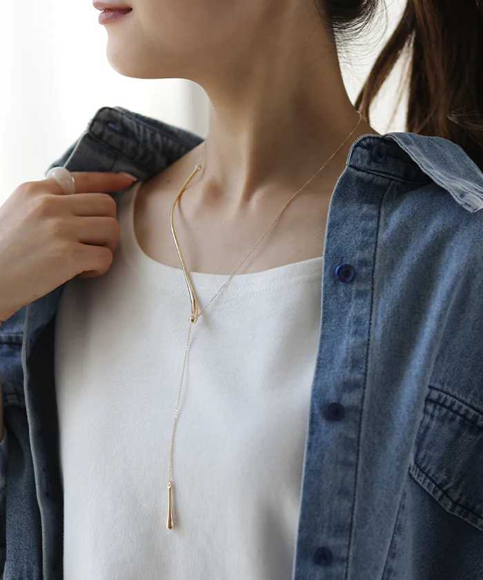 ネックレス Y字 アクセサリー カーブ メタル チェーン レディース ロング ロングネックレス オブジェ シルバーアクセサリー ゴールド シルバー 長い 大ぶり ウェーブ アクセ ジュエリー チョーカー 風 おしゃれ モチーフ ねじり 女性 春 夏 HUG.U メール便 - Image 16