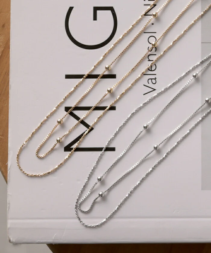 ネックレス 2連 ボールチェーンネックレス チェーン ボール ボールチェーン チェーンネックレス ロングネックレス ロング アクセサリー アクセ レディース ロング ドット 二重 シンプル 華奢 ジュエリー シルバー ゴールド ギフト 春 夏 HUG.U メール便 - Image 9