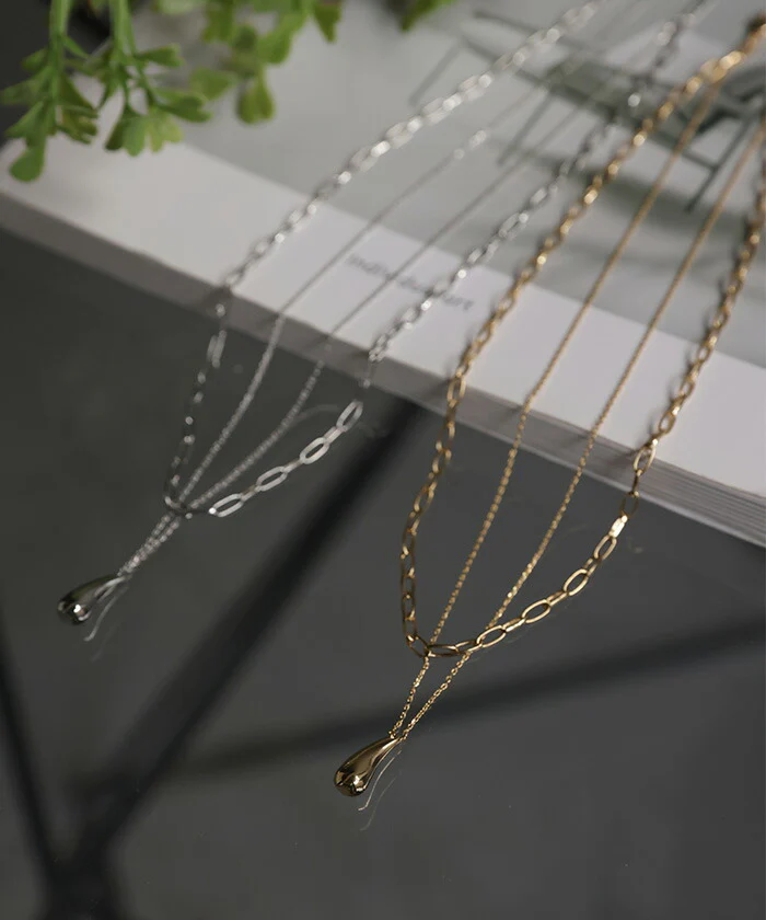 ネックレス アクセサリー レディース メタル レディース ロング ロングネックレス シンプル オブジェ シルバーアクセサリー ゴールド シルバー 長い 二連チェーン アクセ ジュエリー おしゃれ ドロップ モチーフ 高級感 華奢見え プチプラ 女性 春 夏 HUG.U メール便 - Image 5