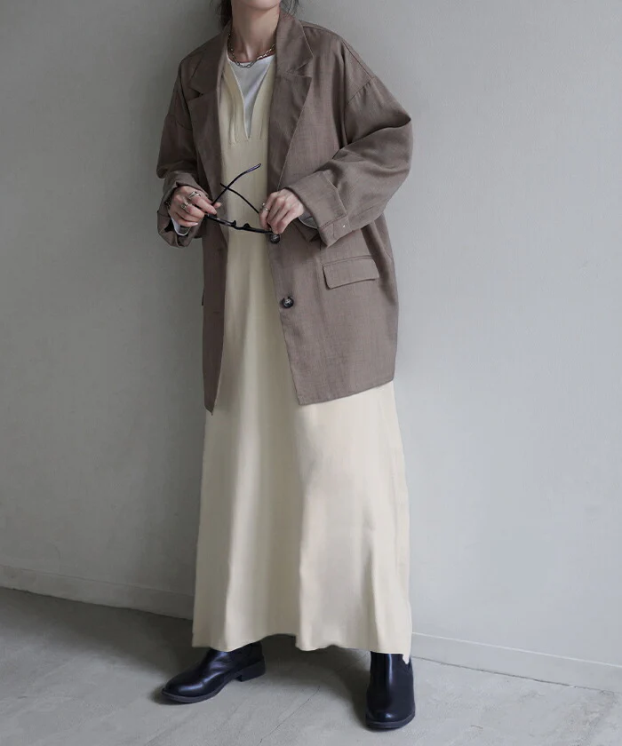トップス ワンピース ニット ロング レディース ニットワンピース ロングワンピース 重ね着 レイヤード フレア Aライン ストレッチ 無地 Vネック ノースリーブ 大きいサイズ 体型カバー 長い ゆったり 大人 きれいめ 上品 カジュアル 黒 白 春 夏 HUG.U - Image 9