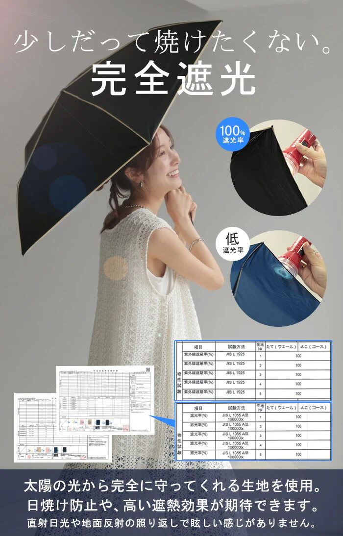 日傘 完全遮光 晴雨兼用 折りたたみ UVカット 小さい 遮光 100 紫外線カット UV レディース 紫外線対策 折りたたみ傘 折り畳み 軽量 軽い 雨傘 大きい 頑丈 母の日 シンプル 無地 かさ 日よけ 折れにくい おしゃれ 女性 黒 ベージュ 春 夏 HUG.U KIZAWA - Image 3