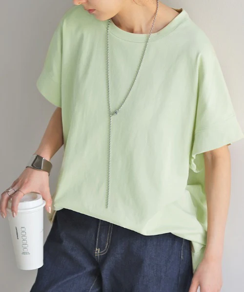 Tシャツ 接触冷感 トップス 涼しい 薄手 チュニック ロング レディース タック カットソー Uネック ティーシャツ 変形 長い 半袖 ゆったり 変形シルエット 白T コクーン 長め 無地 お尻が隠れる ビッグ 大きいサイズ 白 ネイビー 黄色 春 夏 HUG.U メール便 - Image 44