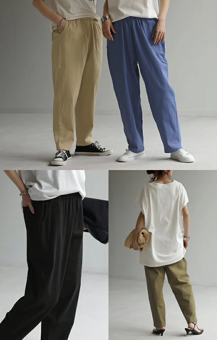 パンツ レディース 低身長 さん向け 短め ボトムス アンクルパンツ アンクル テーパードパンツ テーパード クロップドパンツ ゴム ロング ズボン ストレート 短い ストレッチ 大きいサイズ 体型カバー 軽い S M L XL ベージュ 黒 グリーン 白 春 夏 HUG.U - Image 21