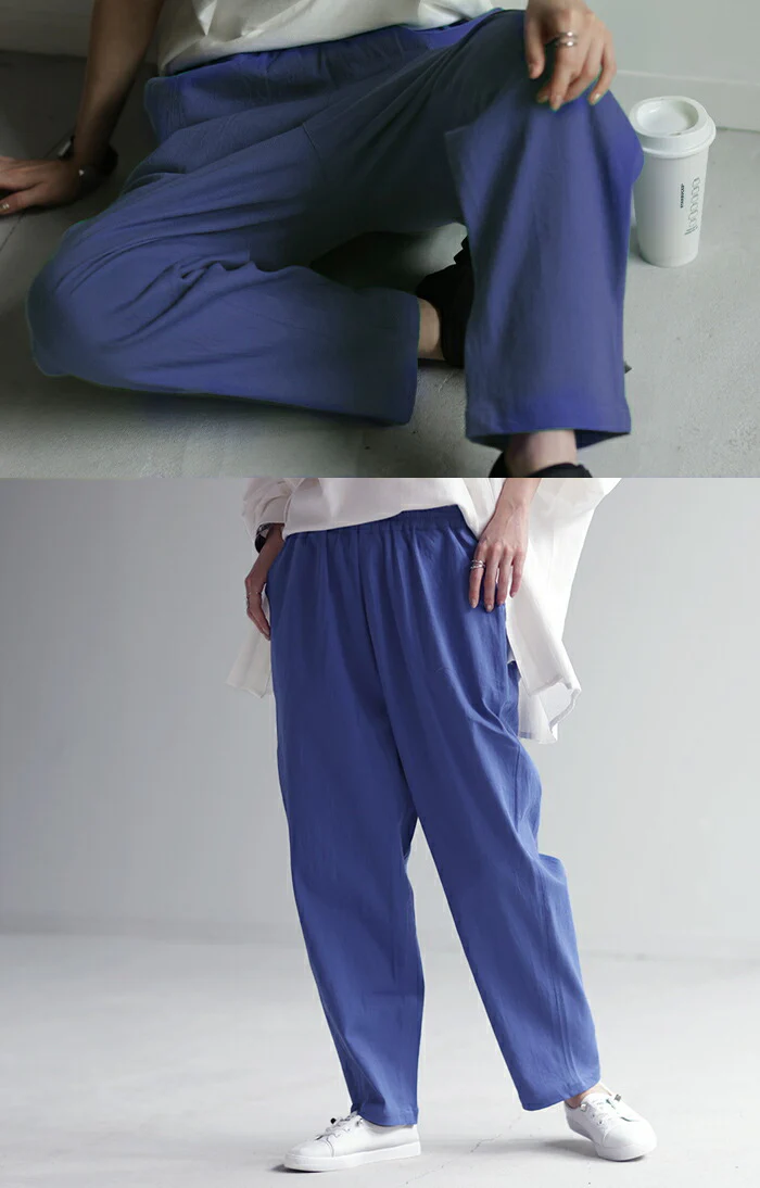 パンツ レディース 低身長 さん向け 短め ボトムス アンクルパンツ アンクル テーパードパンツ テーパード クロップドパンツ ゴム ロング ズボン ストレート 短い ストレッチ 大きいサイズ 体型カバー 軽い S M L XL ベージュ 黒 グリーン 白 春 夏 HUG.U - Image 8