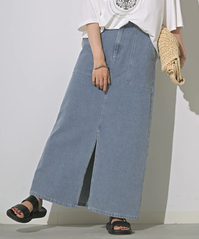 【特別価格】 デニム スカート レディース ボトムス デニムスカート ロングスカート ロング 長い 脚長 美脚 おしゃれ マキシ マキシスカート ストレート ペンシルスカート スリット スリットスカート タイト ハイウエスト 大きいサイズ 黒 ブラック 春 夏 HUG.U - Image 27
