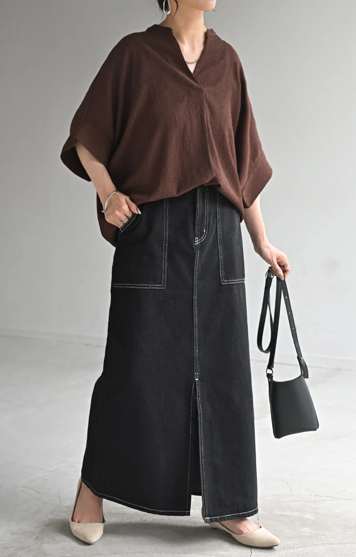 【特別価格】 デニム スカート レディース ボトムス デニムスカート ロングスカート ロング 長い 脚長 美脚 おしゃれ マキシ マキシスカート ストレート ペンシルスカート スリット スリットスカート タイト ハイウエスト 大きいサイズ 黒 ブラック 春 夏 HUG.U - Image 4