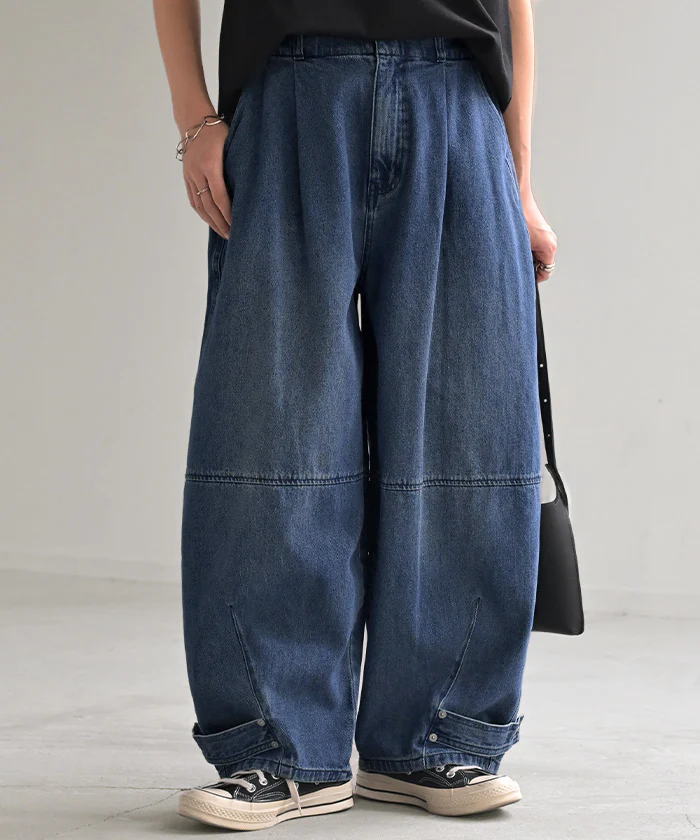 【夏セール】 デニム パンツ デニムパンツ カーブ レディース ワイドパンツ ワイド ジーンズ ジーパン カーブパンツ ハイライズ バギー ベルト ボタン 体型カバー ボトムス ボトム ズボン ゆったり ハイウエスト 美脚 大きいサイズ 黒 ブルー 春 夏 HUG.U - Image 27