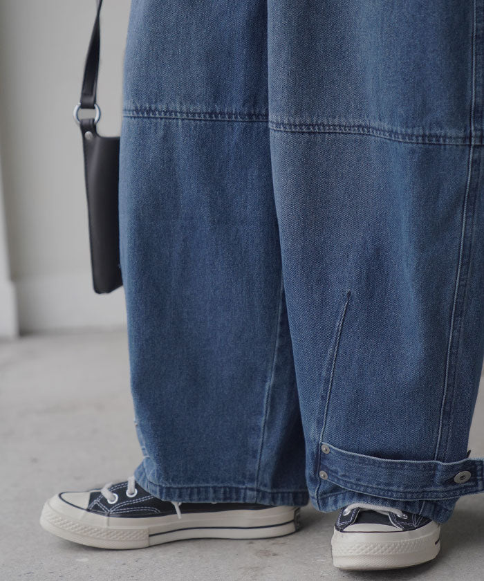 【夏セール】 デニム パンツ デニムパンツ カーブ レディース ワイドパンツ ワイド ジーンズ ジーパン カーブパンツ ハイライズ バギー ベルト ボタン 体型カバー ボトムス ボトム ズボン ゆったり ハイウエスト 美脚 大きいサイズ 黒 ブルー 春 夏 HUG.U - Image 8