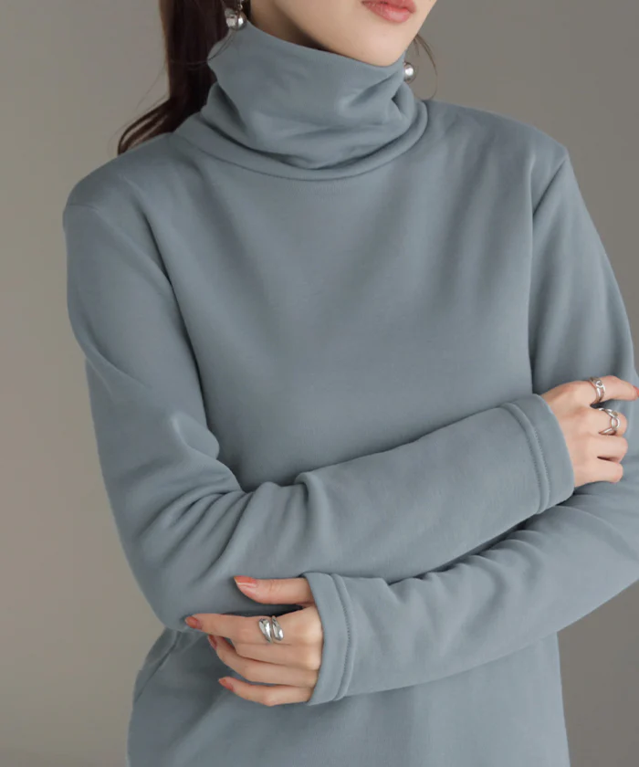 ロンT 裏起毛 タートルネック ひまわりオイル レディース トップス チクチクしない ストレッチ タートル 長袖 無地 あったか ロング ロングトップス フリース チュニック 長い ゆったり 防寒 きれいめ 大きいサイズ 体型カバー 黒 白 春 夏 HUG.U メール便 - Image 31