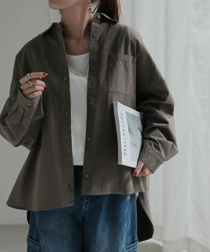 トップス シャツ レディース 綿100％ チュニック 長袖 ゆる ビッグサイズ ドロップショルダー ロングシャツ ロング ブラウス 羽織 白シャツ 無地 お尻が隠れる オーバーサイズ 体型カバー 大きいサイズ ビッグ ゆったり 白 ブルー 春 夏 HUG.U - Image 9