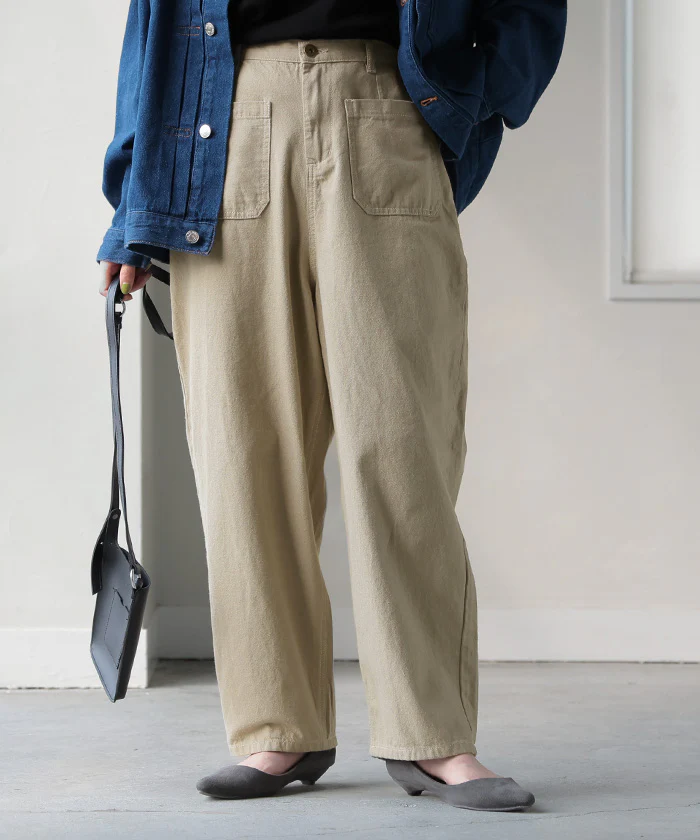 【特別価格】 パンツ レディース テーパード ボトムス テーパードパンツ コクーン 綿100％ クロップドパンツ ゴム ロング ズボン ゴムウエスト ハイウエスト ストレート ストレッチ 大きいサイズ 体型カバー 軽い カジュアル ベージュ 黒 春 夏 HUG.U - Image 26