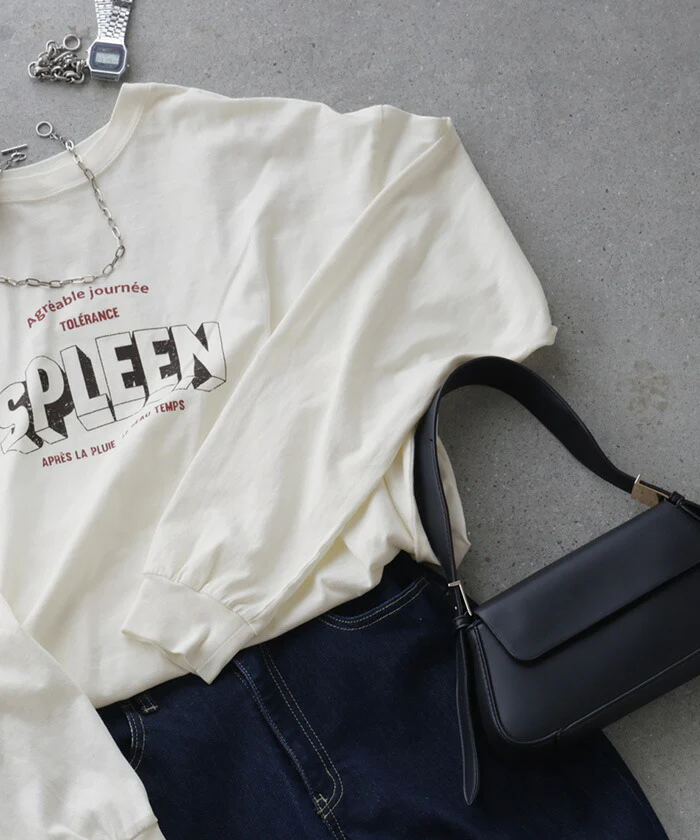 ロンT ロゴ 綿100 レディース トップス ロング Tシャツ チュニック プリント ロゴT ロゴティー 長袖 Uネック カレッジロゴ ドルマン ビッグ ゆったり カットソー ティーシャツ カジュアル 体型カバー 大きいサイズ 黒 白 春 夏 HUG.U - Image 4