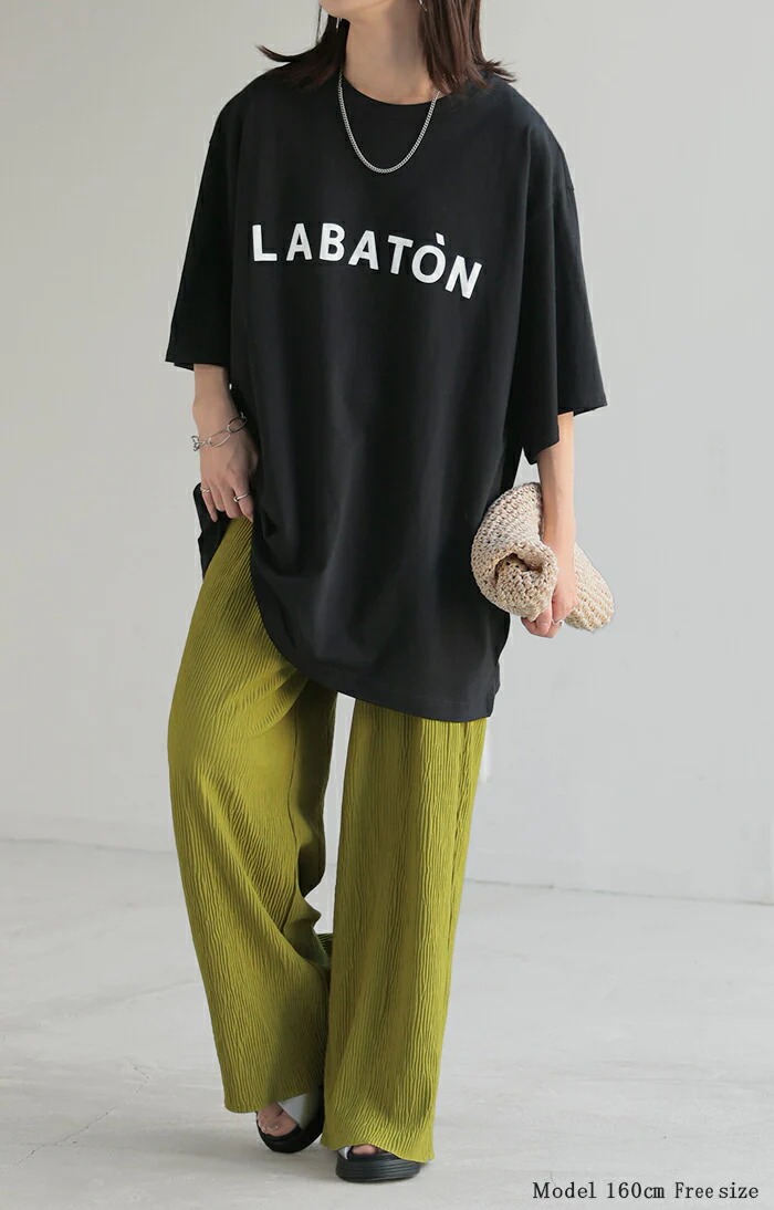 Tシャツ ロゴ レディース トップス 半袖 プリント カットソー ロング ティーシャツ チュニック ビッグ プラスサイズ クルーネック 長い ドルマン ドルマンスリーブ ゆったり 体型カバー お尻が隠れる 大きいサイズ おしゃれ 白 黒 春 夏 HUG.U メール便 - Image 19