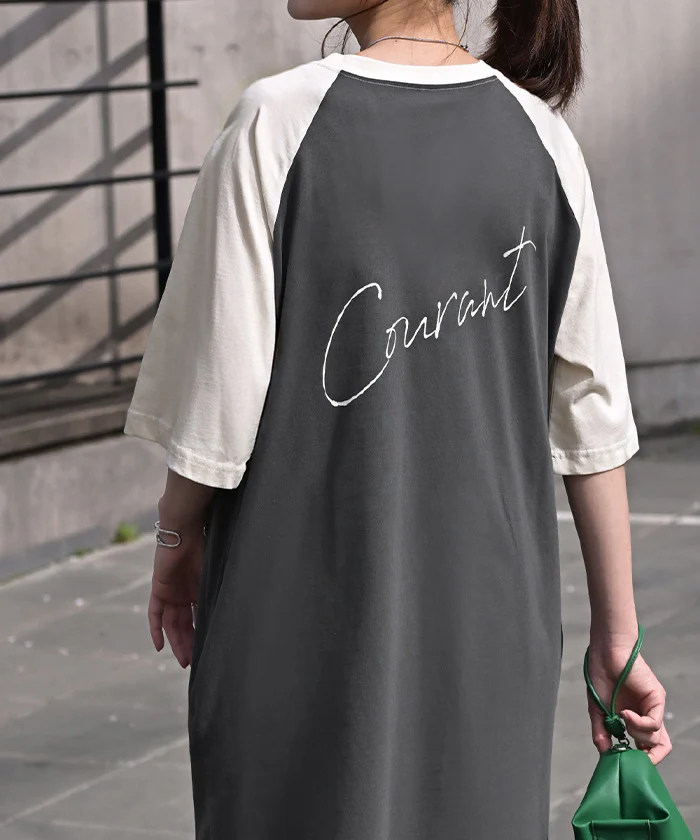 【夏セール】 ワンピース Tシャツ ロゴ ワンピ レディース ロング ロングワンピース カットソー Aライン マキシ マキシワンピース ワンピ ロングワンピ 半袖 ラグランスリーブ 体型カバー 二の腕カバー 大きいサイズ 配色 ストレッチ グレー 青 春 夏 HUG.U メール便 - Image 27