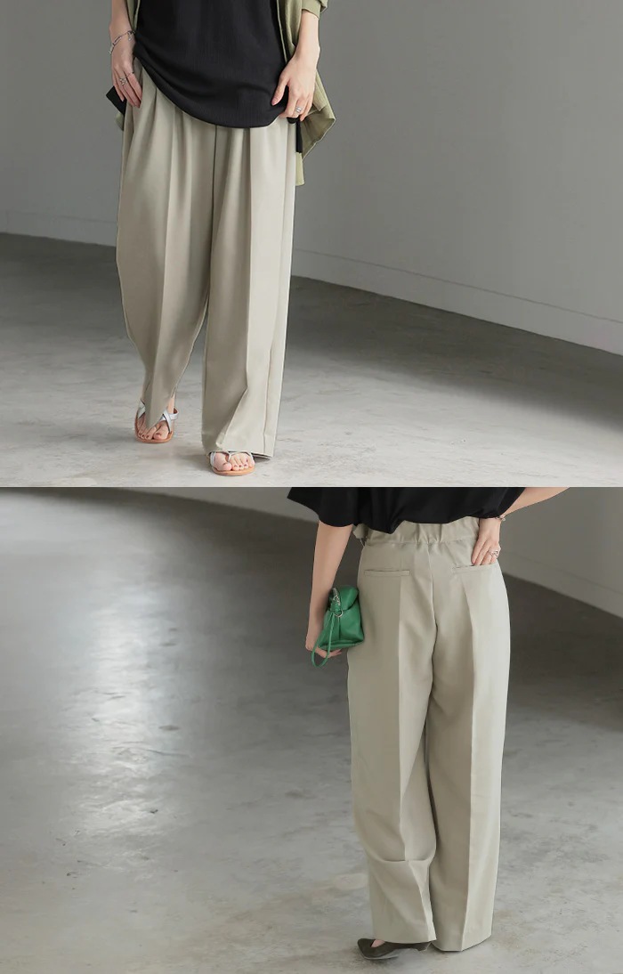パンツ ワイド グルカ レディース ボトムス ボトム ロング ロングパンツ 体型カバー ボトムス ボトム ストレート ズボン ゆったり ハイウエスト シワになりにくい 無地 速乾性 タック きれいめ オフィスカジュアル 大きいサイズ 黒 白 春 夏 HUG.U - Image 19