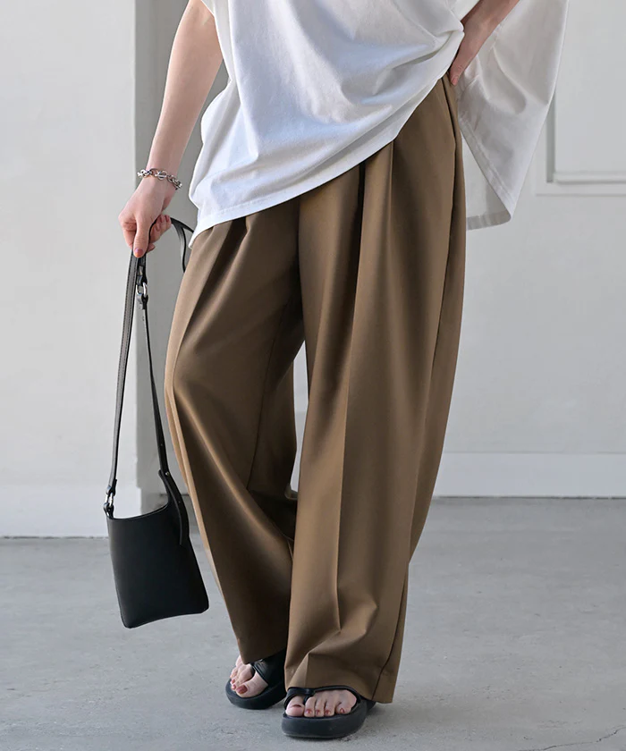 パンツ ワイド グルカ レディース ボトムス ボトム ロング ロングパンツ 体型カバー ボトムス ボトム ストレート ズボン ゆったり ハイウエスト シワになりにくい 無地 速乾性 タック きれいめ オフィスカジュアル 大きいサイズ 黒 白 春 夏 HUG.U - Image 28