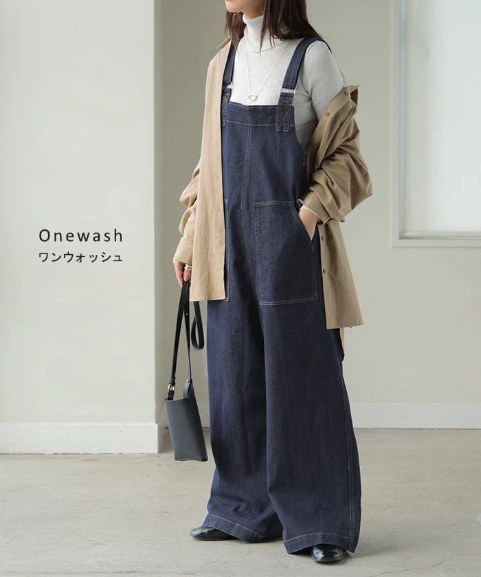 サロペット デニム レディース サロペ パンツ ロング ロングパンツ ノースリーブ オーバー オーバーオール レイヤード 重ね着 調節可能 ゆったり オーバーサイズ 大きいサイズ 体型カバー カジュアル ステッチ ポケット カーキ 黒 春 夏 HUG.U - Image 12