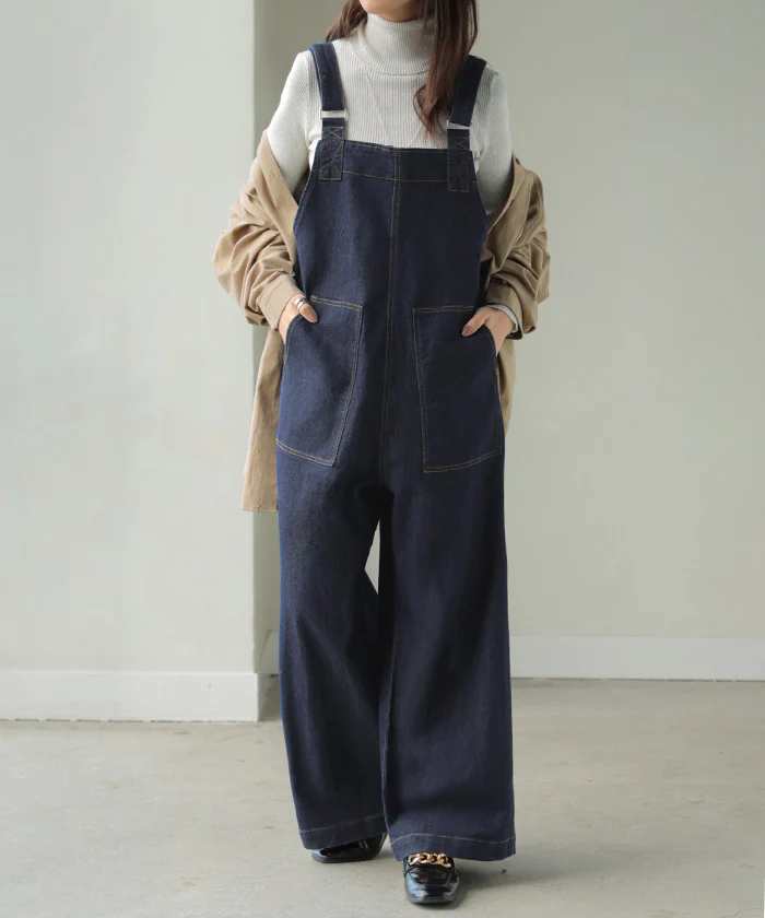 サロペット デニム レディース サロペ パンツ ロング ロングパンツ ノースリーブ オーバー オーバーオール レイヤード 重ね着 調節可能 ゆったり オーバーサイズ 大きいサイズ 体型カバー カジュアル ステッチ ポケット カーキ 黒 春 夏 HUG.U - Image 28