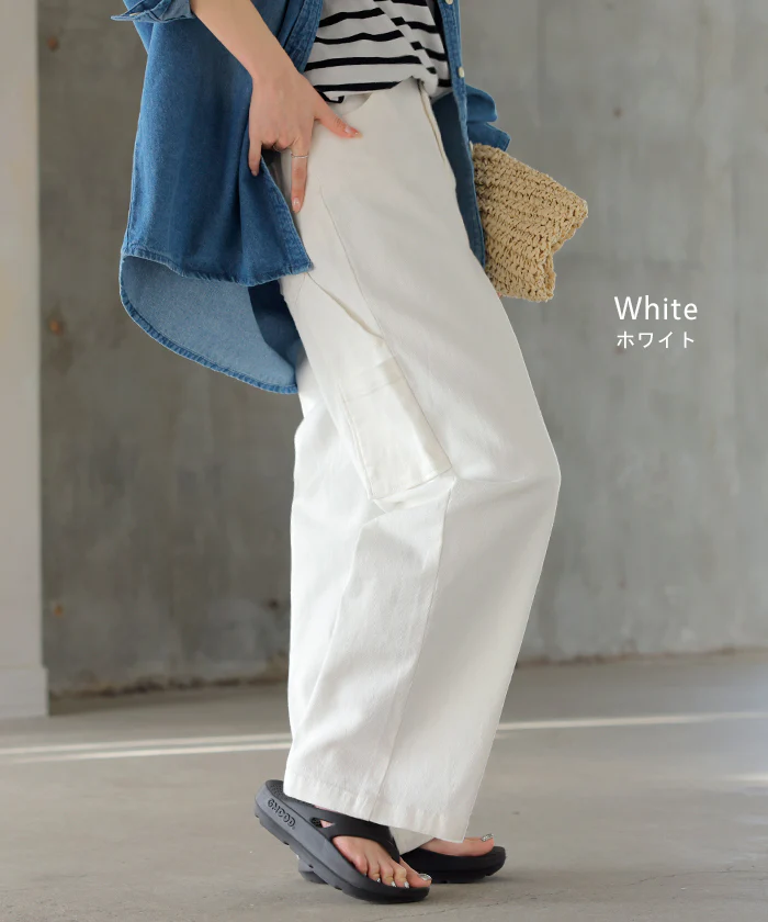 パンツ ペインターパンツ チノ レディース カーゴパンツ チノパン ワイド ワークパンツ ベイカー ジョガーパンツ ポケット ベーシックパンツ ウエストゴム 楽ちん ゆったり 綿混 体型カバー 大きいサイズ 黒 カーキ 秋 夏 HUG.U - Image 13