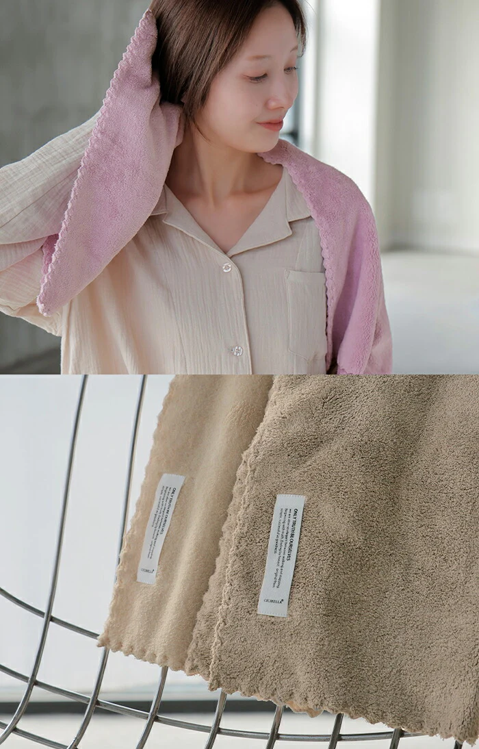ヘアドライタオル 「約2分台で髪が乾く？！」タオル 2点セット マイクロファイバー 超高吸水 速乾 ヘアタオル ドライタオル 吸水タオル 髪 ドライヤー 時短 大きいサイズ お風呂上がり 柔らかい 高吸水 長い髪 アイボリー ブラウン 秋 冬 HUG.U - Image 6
