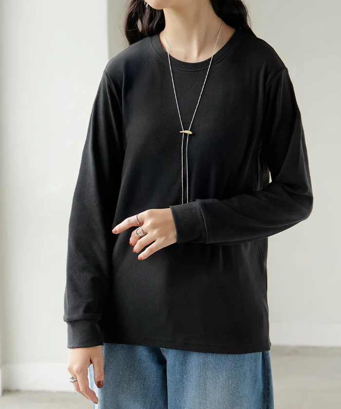 インナー 発熱 ロンT レディース 吸湿発熱 ヒートインナー トップス 長袖 Tシャツ カットソー ロング ティーシャツ ロンティー クルーネック 長い 無地 タイト レイヤード 重ね着 ストレッチ 暖かい 防寒 微起毛 温活 すっきり 白 黒 グレー 秋 冬 HUG.U - Image 26