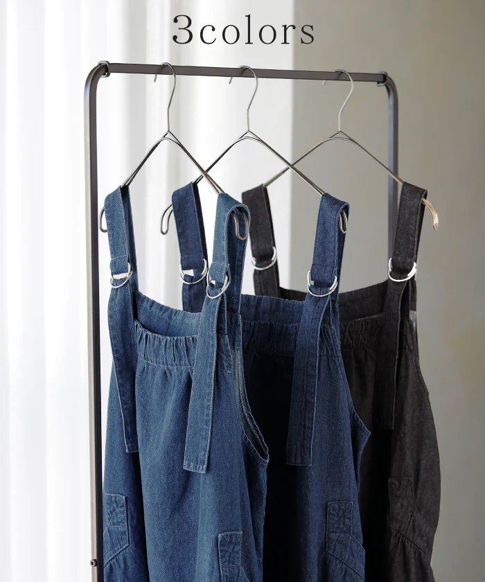 2026SS新作 ジャンパースカート デニム ジャンスカ ワンピース レディース サロペット ノースリーブ オーバーオール 軽量 ロング フレア 体型カバー ギャザー 軽い 薄手 柔らかい 重ね着 レイヤード 調整可能 大きいサイズ カジュアル 春 夏 ネイビー ブラック HUG.U - Image 9