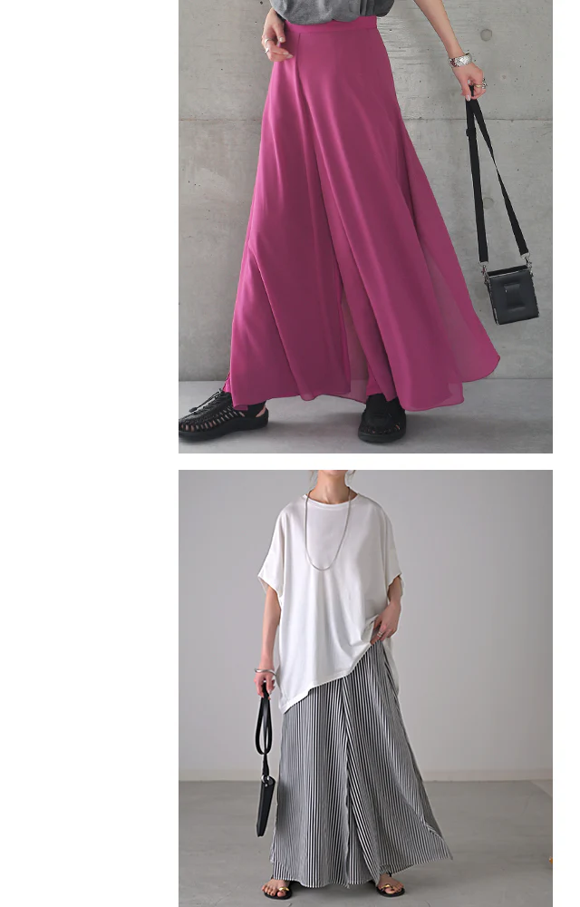 パンツ 「ひらり、舞う」 シフォンパンツ ■一部7月上旬入荷 レディース シフォン Aライン スカーチョ ワイド ボトムス ズボン きれいめ 大きいサイズ パラッツォパンツ 体型カバー シアー レイヤード ずぼん 黒 ブラック 青 春 夏 HUG.U メール便 - Image 7