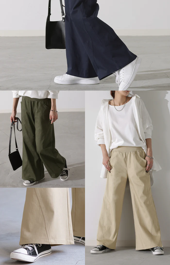 ワイドパンツ レディース パンツ チノパンツ ボトムス カーゴパンツ ■一部7月上旬入荷 バギーパンツ ストレッチ チノ ロング チノパン ハイウエスト パンツ ワイド ゴム ベイカーパンツ フレアパンツ ゴム ズボン リブ 体型カバー 大きいサイズ カーキ 2L 3L XL 春 夏 HUG.U - Image 26