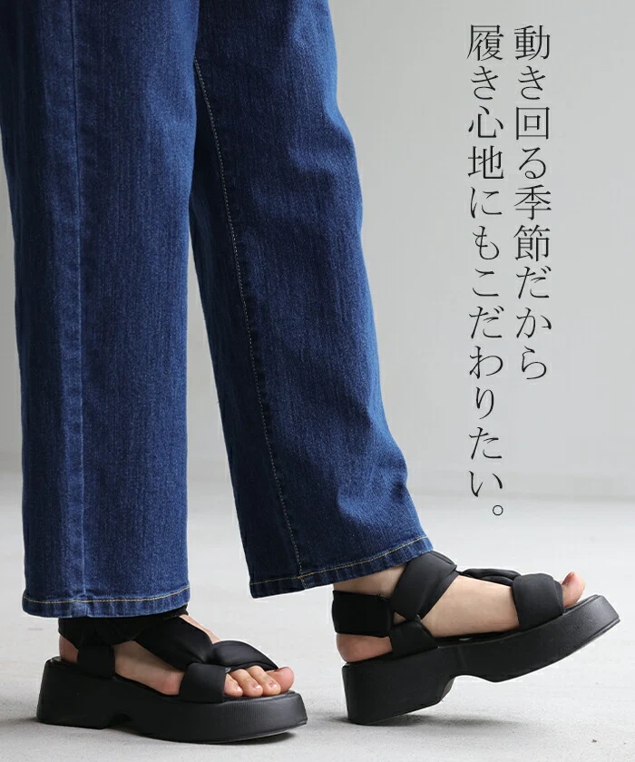 23.0cm ～ 24.5cm スポーツサンダル 厚底 サンダル レディース スポサン 5cm ベルト ベルクロ 大人 厚底サンダル 旅行 黒 ビーチサンダル コンフォートサンダル カジュアル 靴 歩きやすい 走れる フラットサンダル 疲れない シューズ 黒 春 夏 HUG.U - Image 4