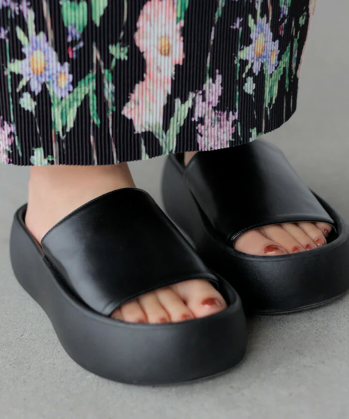 【夏セール】 大きいサイズ有 23.0cm ～ 25.0cm 厚底 サンダル レザー 風 レディース 5cm ソール 厚底サンダル 厚底ソール ウェッジソール ウェッジソールサンダル オープントゥ シューズ 靴 ウエッジソール ウエッジソールサンダル おしゃれ 黒 春 夏 HUG.U - Image 15