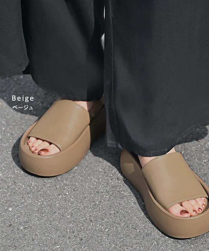 【夏セール】 大きいサイズ有 23.0cm ～ 25.0cm 厚底 サンダル レザー 風 レディース 5cm ソール 厚底サンダル 厚底ソール ウェッジソール ウェッジソールサンダル オープントゥ シューズ 靴 ウエッジソール ウエッジソールサンダル おしゃれ 黒 春 夏 HUG.U - Image 19