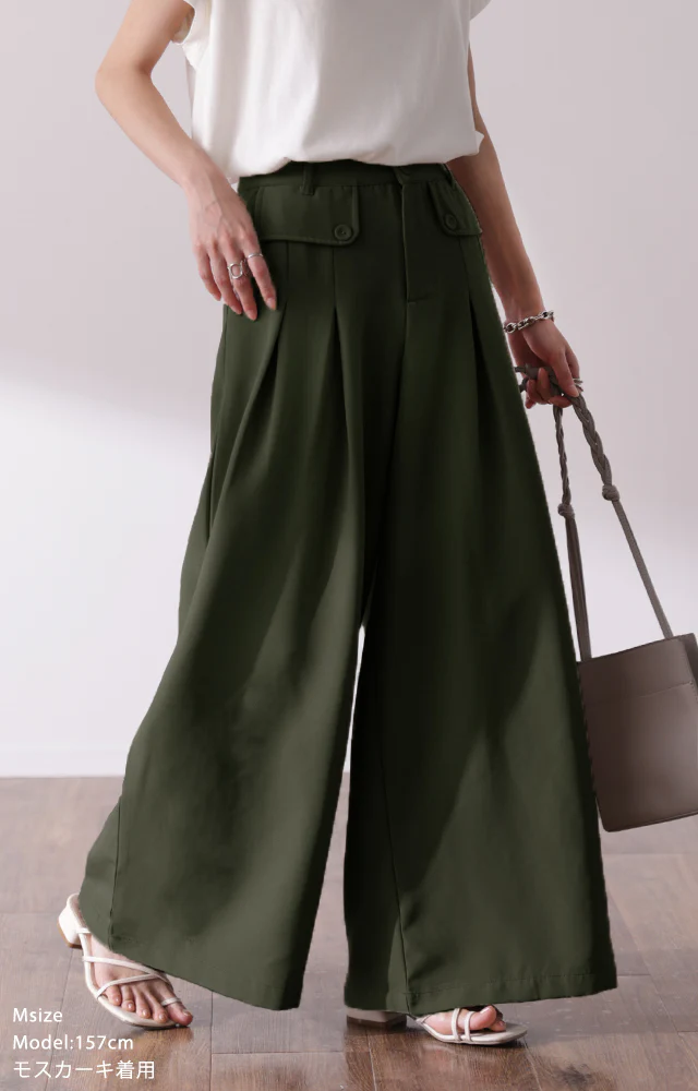 【夏セール】 ワイドパンツ タックパンツ パンツ レディース ■一部7月中旬入荷 カラーパンツ フレアパンツ ツイードパンツ 卒業式 入学式 スーツ ツイード ボトムス オフィスカジュアル ロング ワイド タック きれいめ 春 夏 黒 グレー カーキ 無地 大きいサイズ 3L LL 2XL - Image 3
