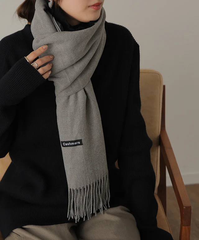 ストール カシミヤタッチ レディース 大判ストール 羽織り物 ショール ひざ掛け マフラー お呼ばれ 大判 ブランケット フリンジ 大きい 大きめ ビッグ ビック ベージュ 黒 白 ピンク グレー ネイビー 春 夏 HUG.U メール便 - Image 30