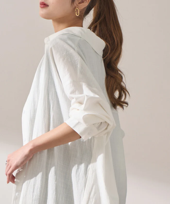 シャツワンピース ワンピース ロングワンピース レディース シャツ 長袖 ブラウス ワンピ シャツワンピ ロング ロングワンピ マキシ マキシワンピース ロングシャツ マキシワンピ 大きいサイズ 体型カバー Aライン コットン100％ 春 夏 HUG.U - Image 3