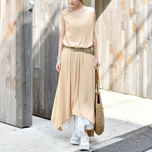 【夏セール】 ワンピース ロングワンピース マキシワンピース ノースリーブ シフォンワンピース レディース マキシワンピ ロングワンピ マキシ アシンメトリー アシメ ロング 無地 ロング丈 Aラインワンピース Aライン 大きいサイズ シフォン 夏 春 HUGU - Image 13