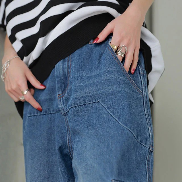 【夏セール】 パンツ デニム レディース デニムパンツ ワイドデニム ワイド ワイドパンツ ビッグ ビッグシルエット 大きいサイズ ジーンズ ウォッシュデニム ウォッシュ ユーズド風 テーパードパンツ 太い 極太 体型カバー オーバーサイズ 春 夏 HUG.U - Image 22