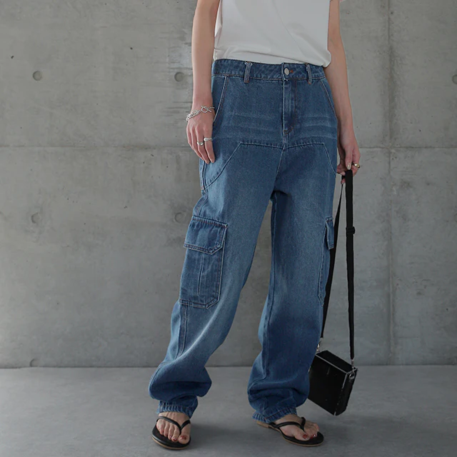 【夏セール】 パンツ デニム レディース デニムパンツ ワイドデニム ワイド ワイドパンツ ビッグ ビッグシルエット 大きいサイズ ジーンズ ウォッシュデニム ウォッシュ ユーズド風 テーパードパンツ 太い 極太 体型カバー オーバーサイズ 春 夏 HUG.U - Image 26