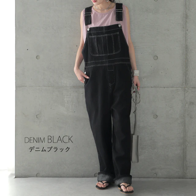 オールインワン デニム レディース サロペット 体型カバー デニムオールインワン 大きいサイズ サロペ つなぎ ワイドパンツ ワイド オーバーオール セレカジ パンツ ボトムス ロング ジーンズ ゆったり 体型カバー 春 夏 - Image 9