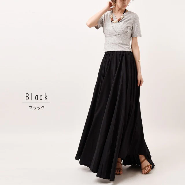 スカート ロングスカート Aラインスカート レディース ■一部7月下旬入荷 マキシスカート ロング 無地 フレアスカート シャーベットカラー ウエストゴム ゴム ゴムウエスト 大きいサイズ 体型カバー フレア マキシ Aライン ボトムス きれいめ 春 夏 HUGU - Image 21