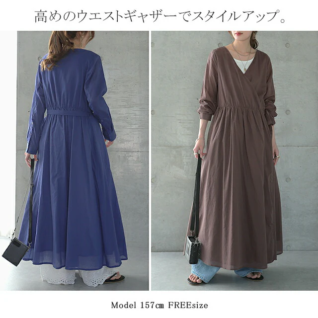ワンピース ロングワンピース ロングカーディガン マキシワンピース コットン100% レディース フレアワンピース コットンワンピ Aライン ワンピ ロングワンピ マキシ丈ワンピース マキシ 長袖 ライトアウター ウエストマーク 大きいサイズ 春 夏 - Image 21