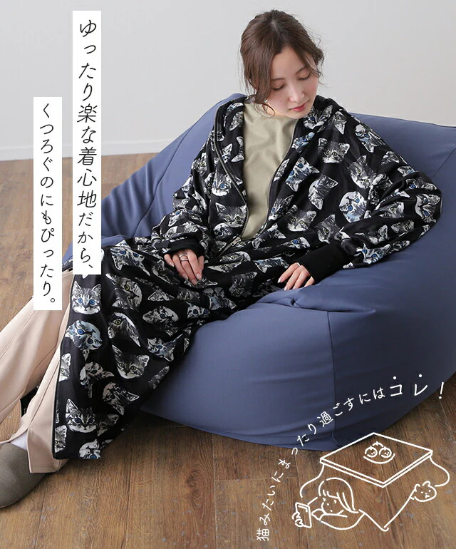 パーカー レディース ロングパーカー ジップアップパーカー パーカーワンピース ワンピース ワンピ 体型カバー ロング マキシ ねこ ネコ 猫 レディース アウター トレーナー スウェット ジップアップ 大きいサイズ 指穴 春 夏 HUGU - Image 2
