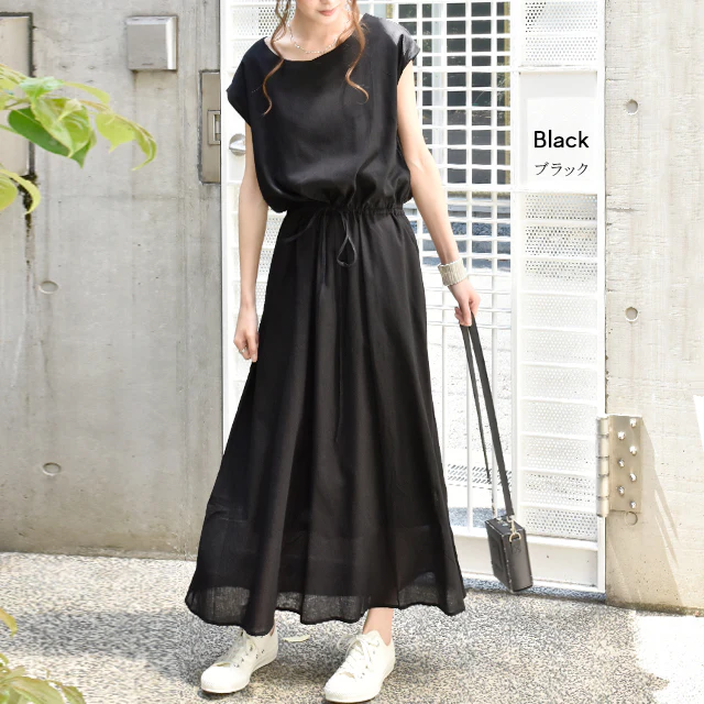 【夏セール】 ワンピース ロングワンピース マキシワンピース レディース フレアワンピース コットンワンピ Aライン ワンピ ロングワンピ ロング マキシ フレア 半袖フレンチスリーブ きれいめ 大きいサイズ 無地 春 体型カバー コットン100% 春 夏 HUG.U . メール便 - Image 10