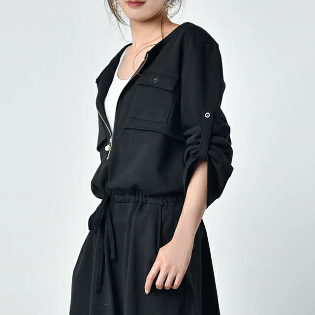 ワンピース 「ハンサムにキメる。」 ロングワンピース ロングワンピ ワンピ レディース マキシ 体型カバー ロング 長袖 トレーナー スウェット ハーフジップ マタニティ パーカーワンピース マキシワンピース 大きいサイズ 黒 グレー 春 夏 - Image 25